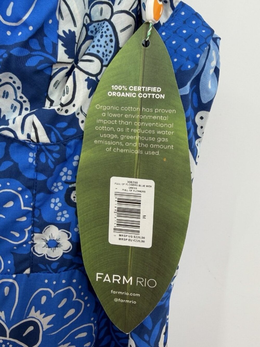 Farm Rio Full of Flowers Blue Midi Dress size M Medium Sleeveless Tiered Bustier - Picture 3 of 16